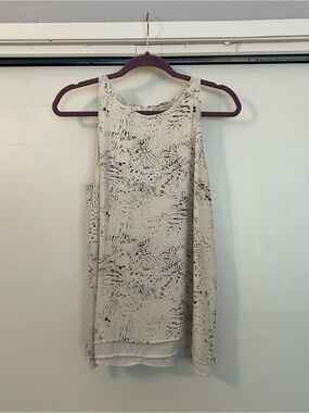 Mercer & Madison Cream work Tank with Black Abstract Print
